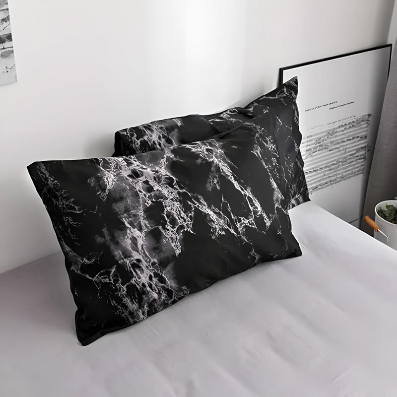 Luksuriøst Sengetøjssæt i Marmor Design med Blød Komfort