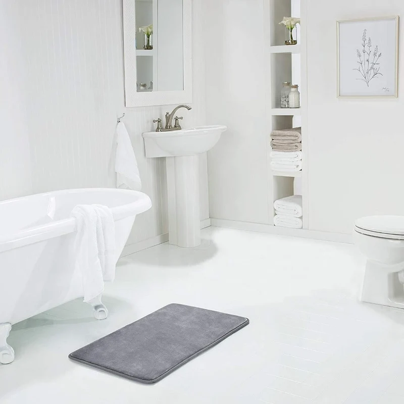Blød Memory Foam Badeværelsesmåtte med Skridsikker Bund
