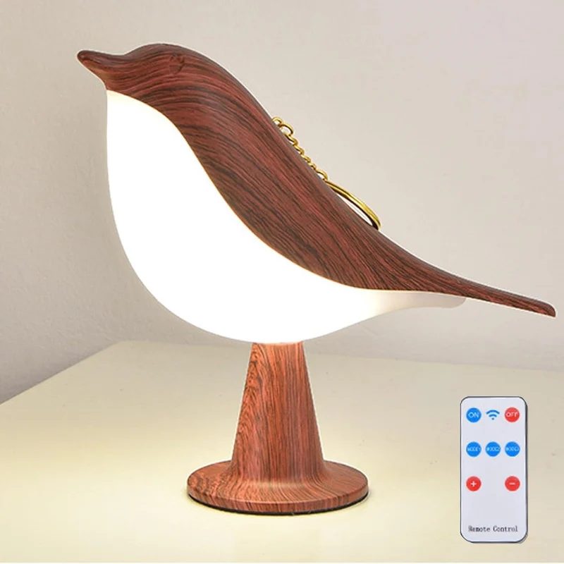 Stilfuld LED Bordlampe med Fuglemotiv og Blødt Lys