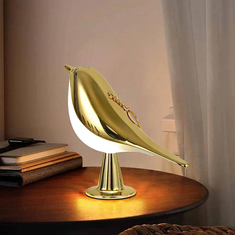 Stilfuld LED Bordlampe med Fuglemotiv og Blødt Lys