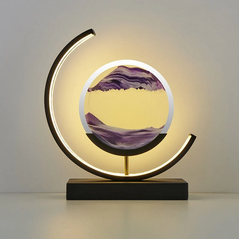 Moderne LED Bordlampe med Beroligende Sandkunst