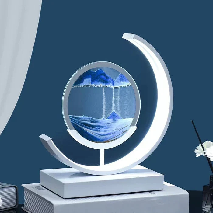 Moderne LED Bordlampe med Beroligende Sandkunst