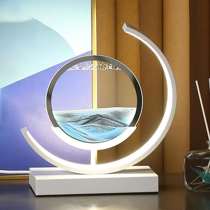 Moderne LED Bordlampe med Beroligende Sandkunst