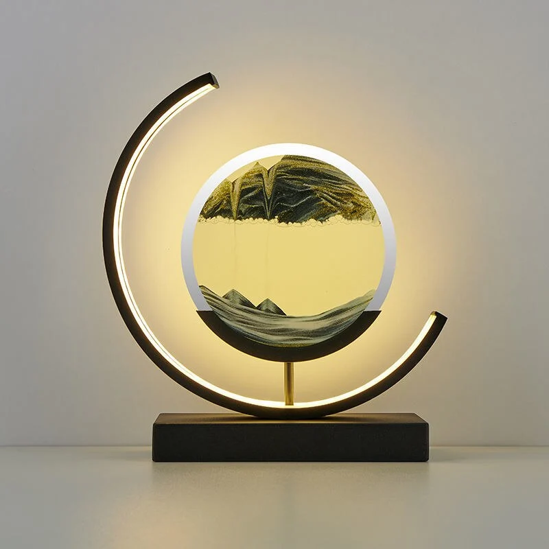 Moderne LED Bordlampe med Beroligende Sandkunst