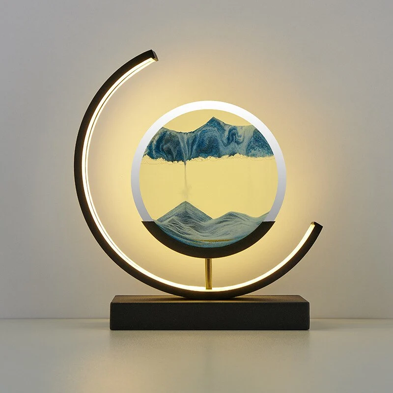 Moderne LED Bordlampe med Beroligende Sandkunst