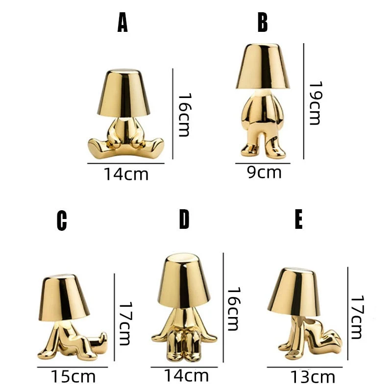 Trådløs Bordlampe i Guld med Justerbart LED Lys