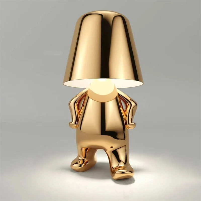 Trådløs Bordlampe i Guld med Justerbart LED Lys