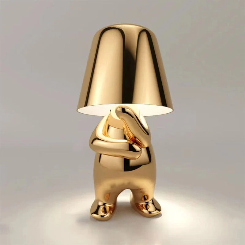 Trådløs Bordlampe i Guld med Justerbart LED Lys