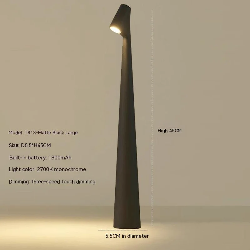 Trådløs LED Bordlampe i Rød Metal - Lang Batterilevetid