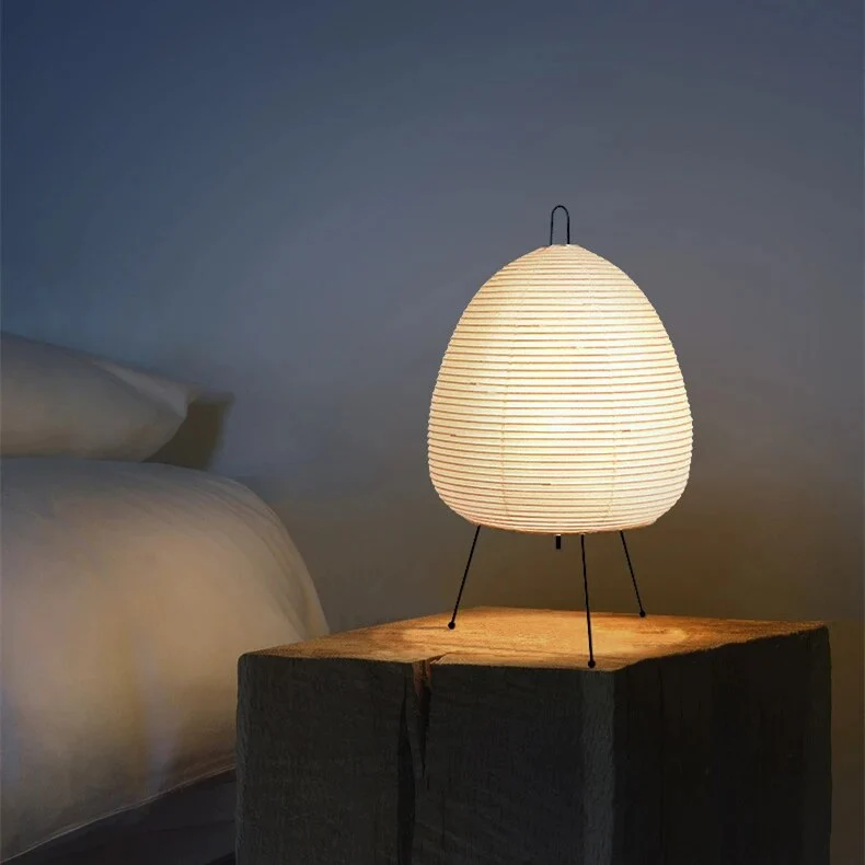Japansk Papirbordlampe med Blødt LED Lys til Ro