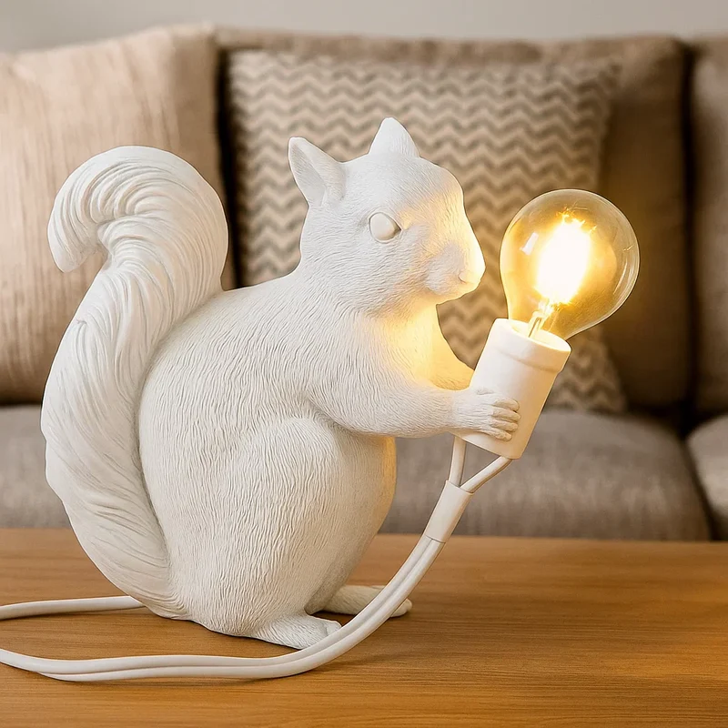 Nordisk Bordlampe med Egern – Skab Hygge og Stil i Hjemmet