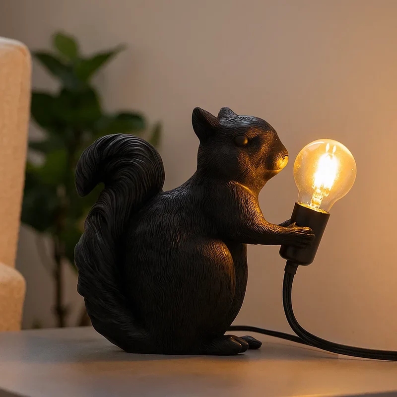 Nordisk Bordlampe med Egern – Skab Hygge og Stil i Hjemmet