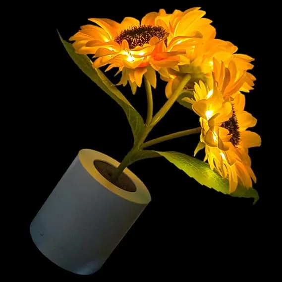 Solblomst LED Bordlampe med Genopladelig USB og Batteri