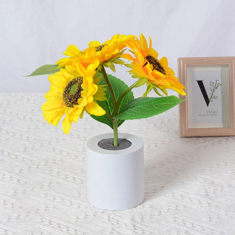 Solblomst LED Bordlampe med Genopladelig USB og Batteri