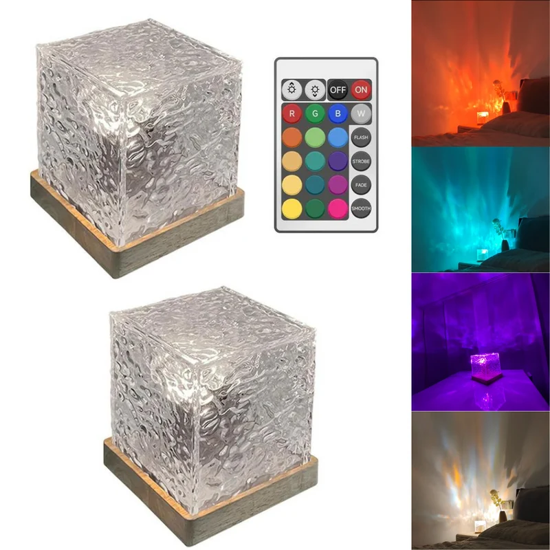 Bordlampe med Skiftende Krystalbase og 12 Farver