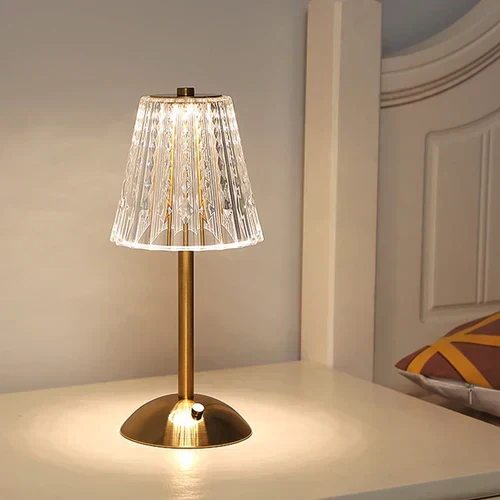 Bordlampe med Krystalskærm og Nem Touch Kontrol