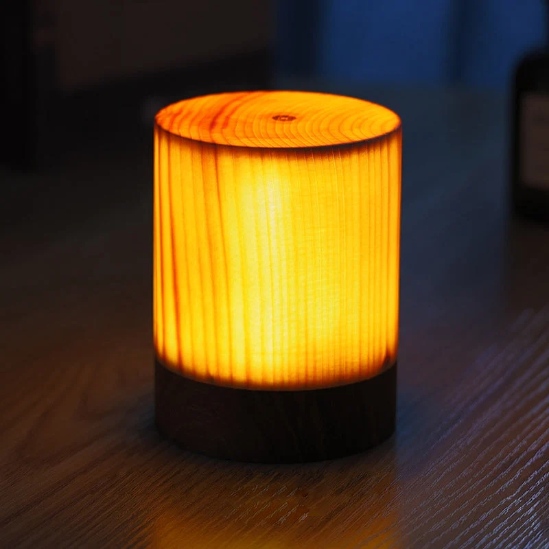 Trådløs Bordlampe med Touch Kontrol og Trælook