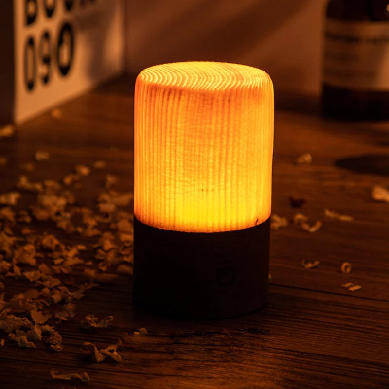 Trådløs Bordlampe med Touch Kontrol og Trælook