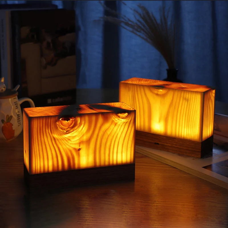 Trådløs Bordlampe med Touch Kontrol og Trælook