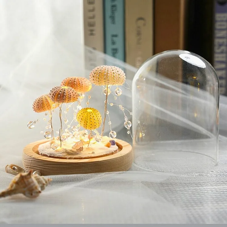 Vintage Bordlampe med Glasdome & Havpindsvin Design
