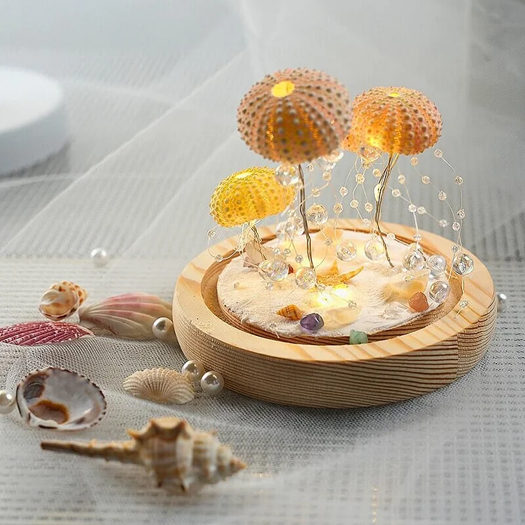 Vintage Bordlampe med Glasdome & Havpindsvin Design