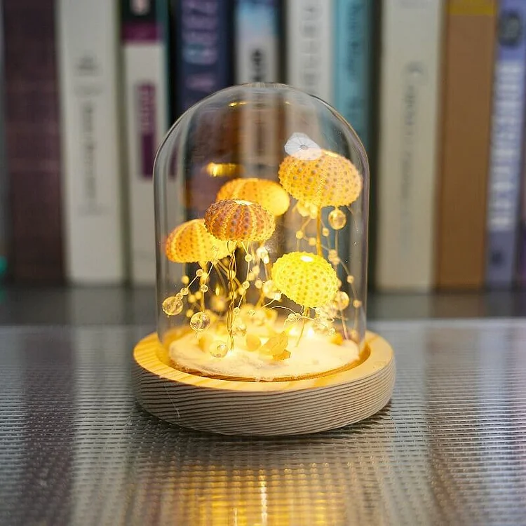 Vintage Bordlampe med Glasdome & Havpindsvin Design