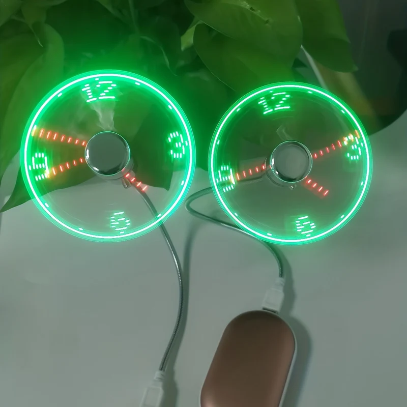 Kompakt USB Bordventilator med LED Ur - Stille og Effektiv