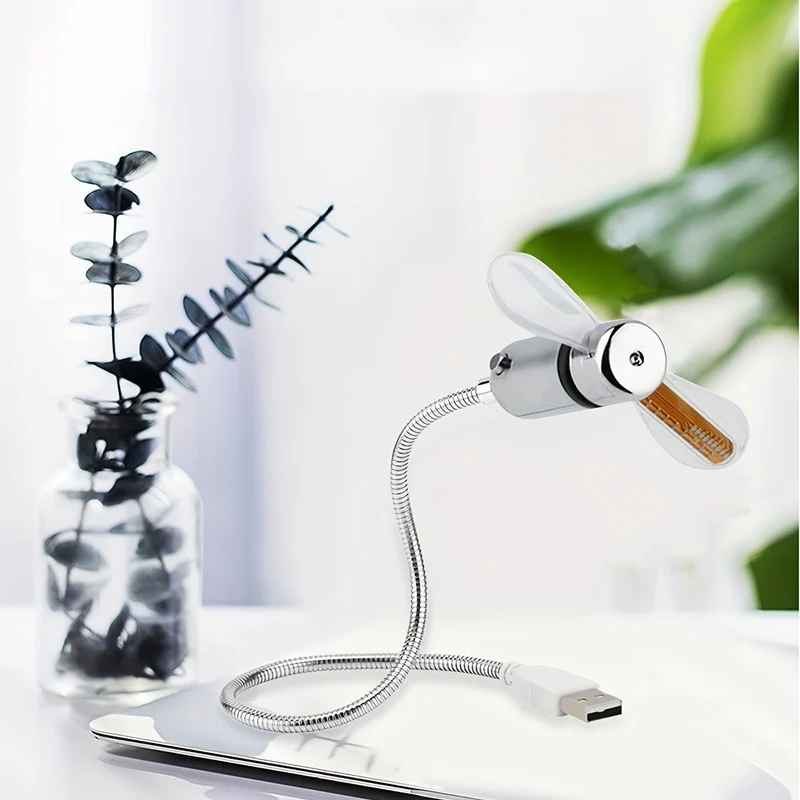 Kompakt USB Bordventilator med LED Ur - Stille og Effektiv