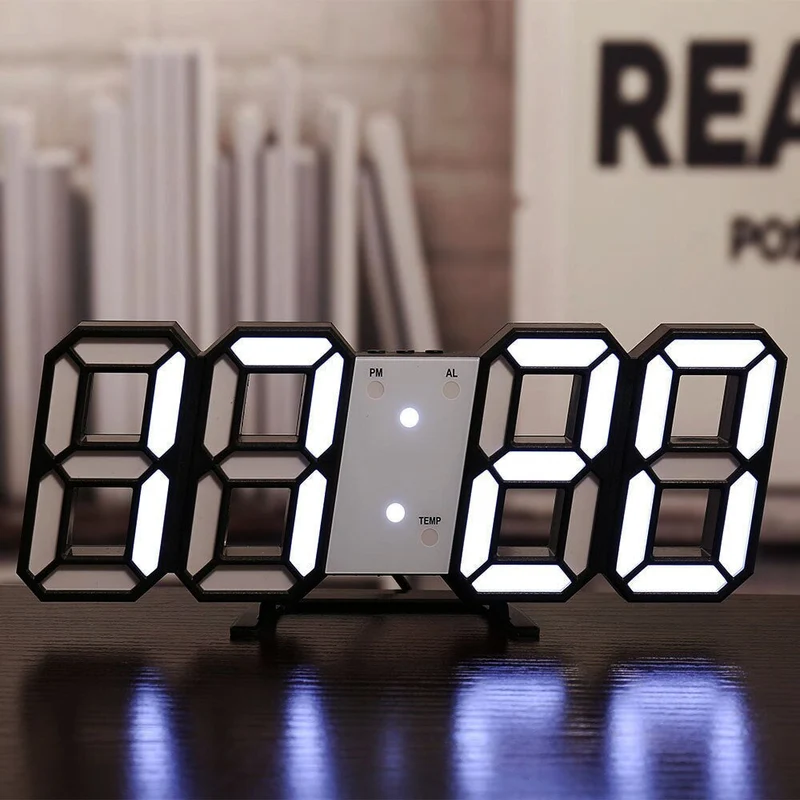 Digital Vægur med LED Display og Temperaturvisning