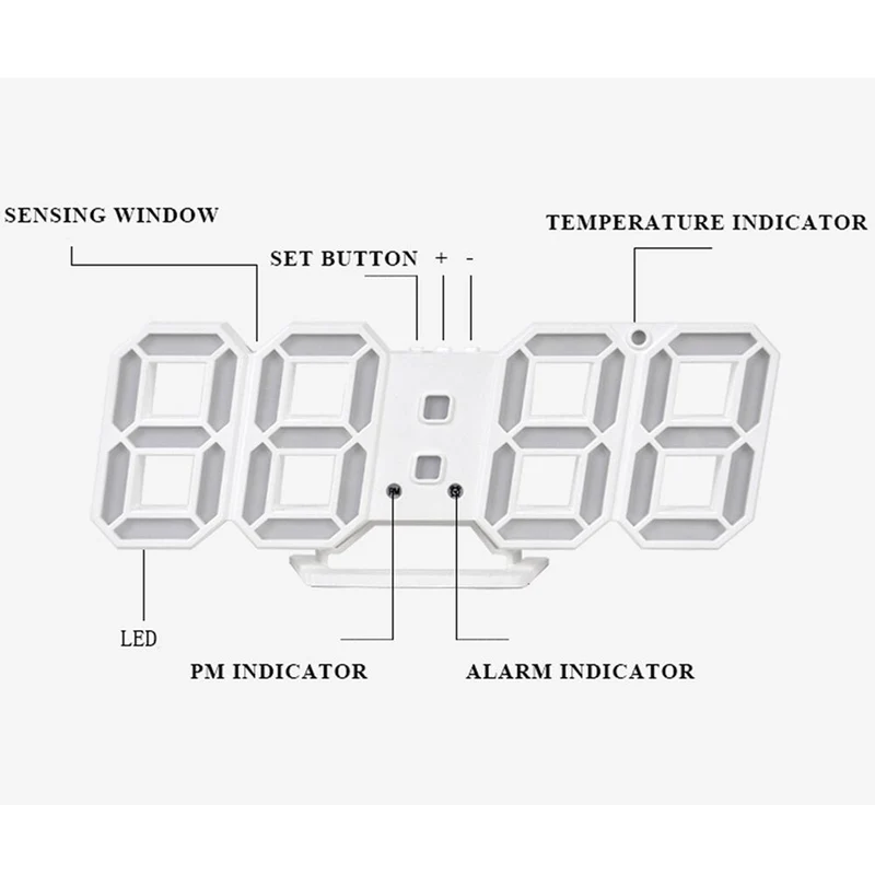 Digital Vægur med LED Display og Temperaturvisning