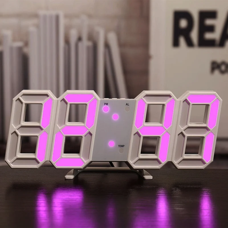 Digital Vægur med LED Display og Temperaturvisning