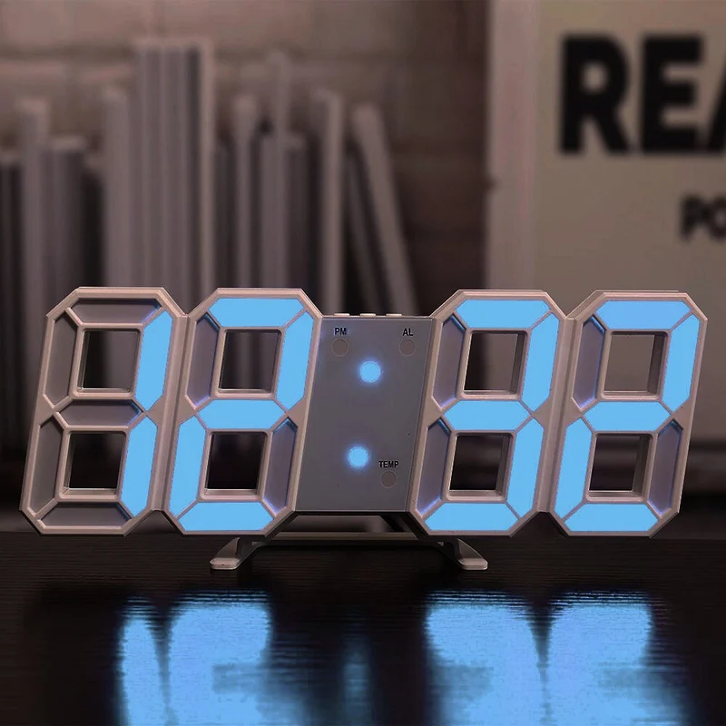 Digital Vægur med LED Display og Temperaturvisning