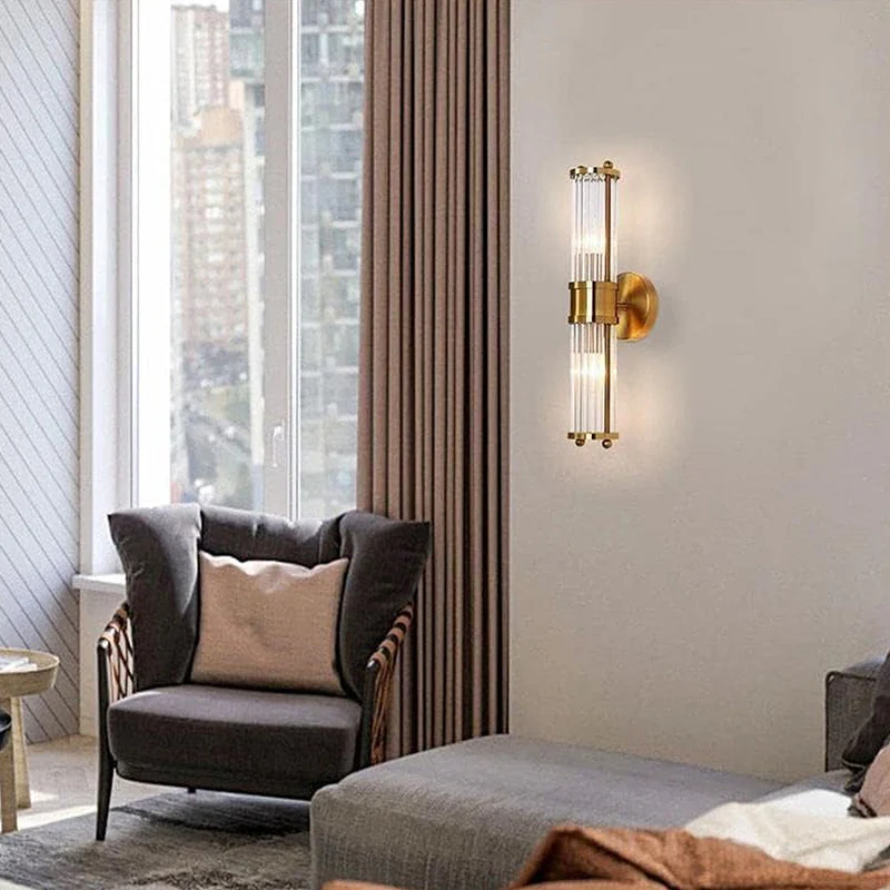 Guldbelagt LED Væglampe i Glas – Elegant Indendørs Design