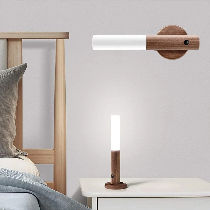 Smart LED Væglampe med Bevægelsessensor i Trædesign