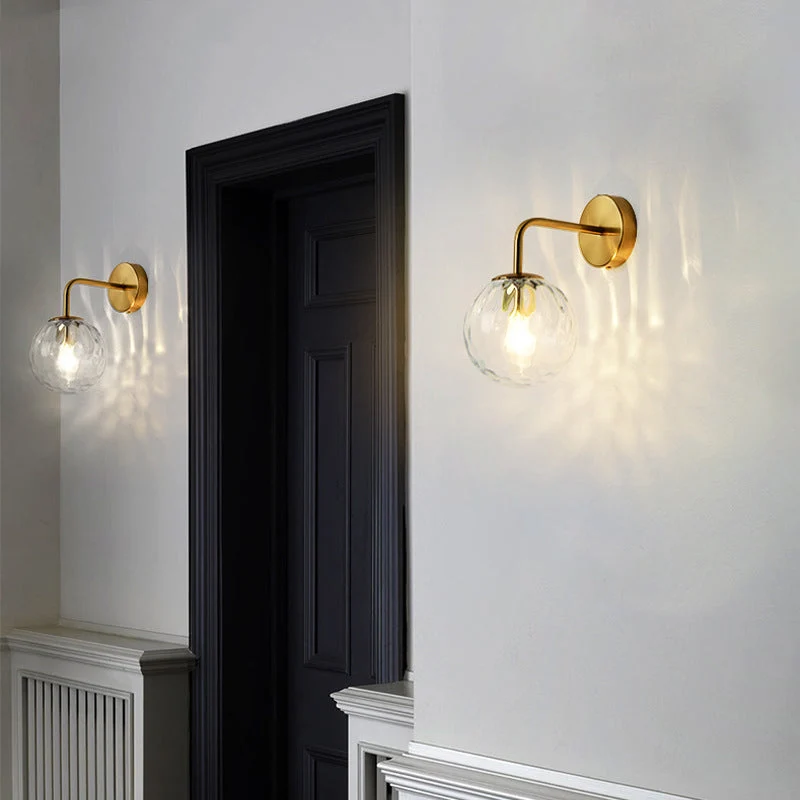Moderne Væglampe i Glas med Elegant Guld Finish