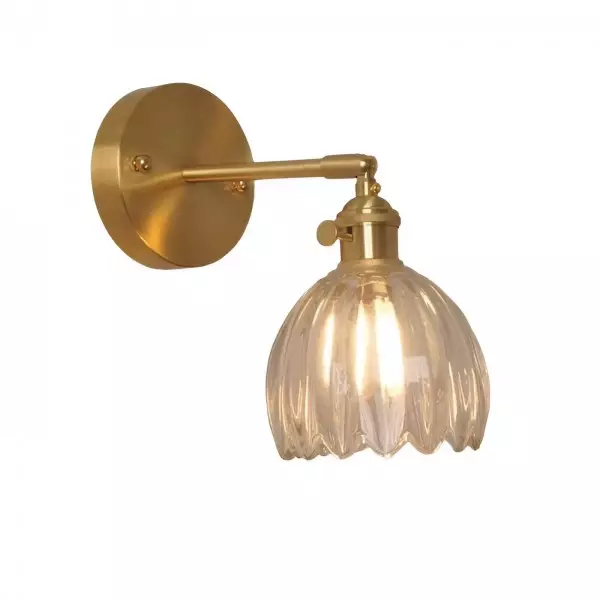 Væglys i Vintage Glas med Tulipan Design og Messing Finish
