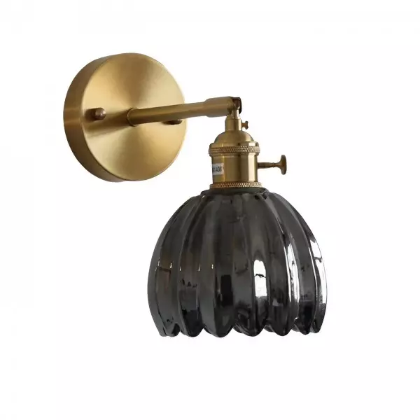 Væglys i Vintage Glas med Tulipan Design og Messing Finish