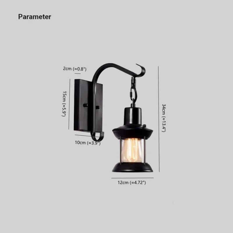 Vintage Væglampe i Metal med Industrielt Design