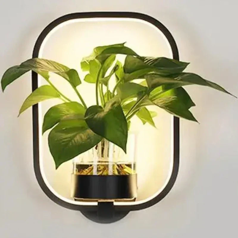 Elegant LED Væglampe med Indbygget Planteholder
