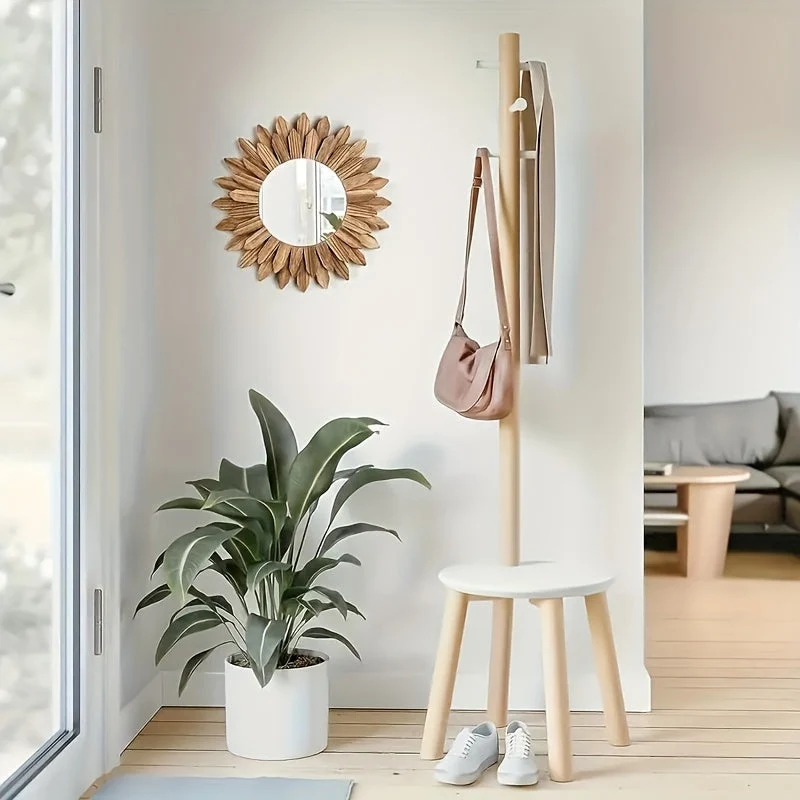 Rund Vægspejl med Boheme Træramme - Naturlig Elegance
