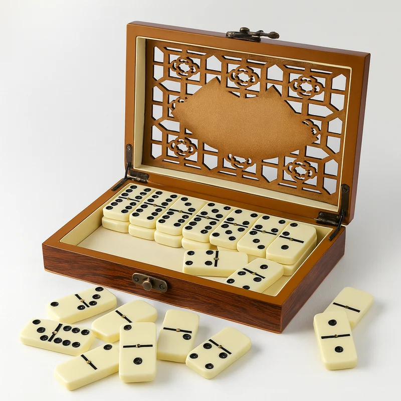 Klassisk Domino Sæt med Elegant Træopbevaring