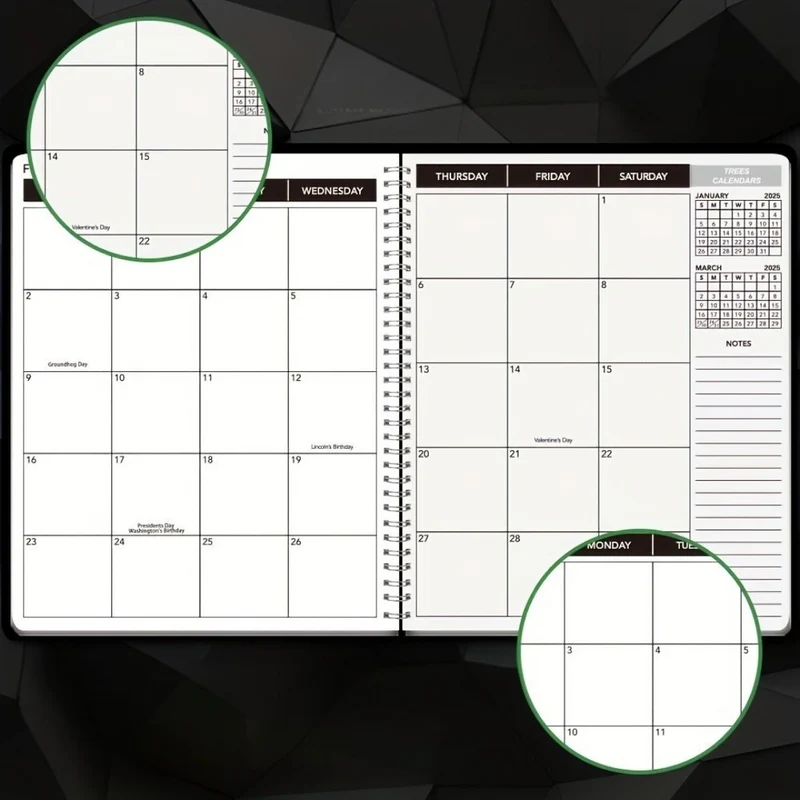 Elegant Månedskalender med Spiralryg til Effektiv Planlægning