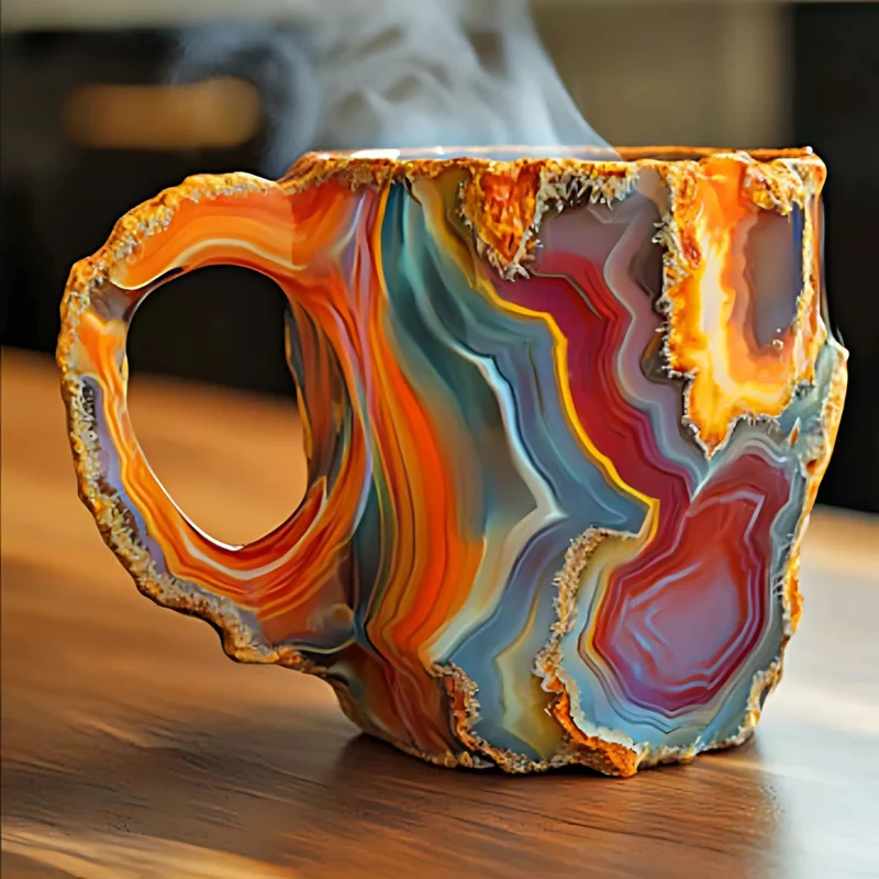 Krystaleffekt Kaffekrus i Keramik med Unikt Design