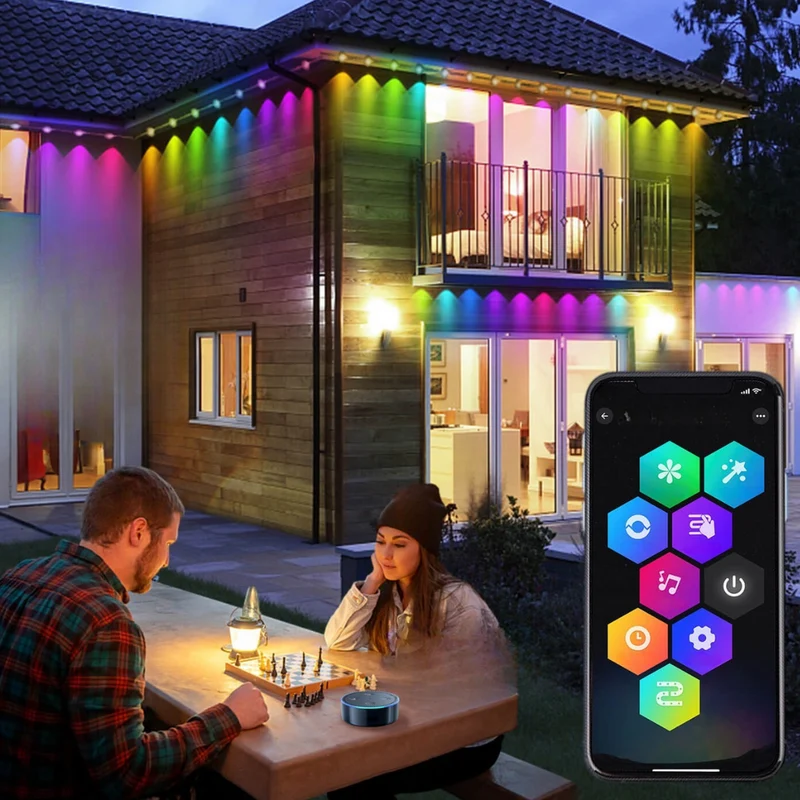 Udendørs RGBIC LED-lys: Smart styring og vejrbestandig