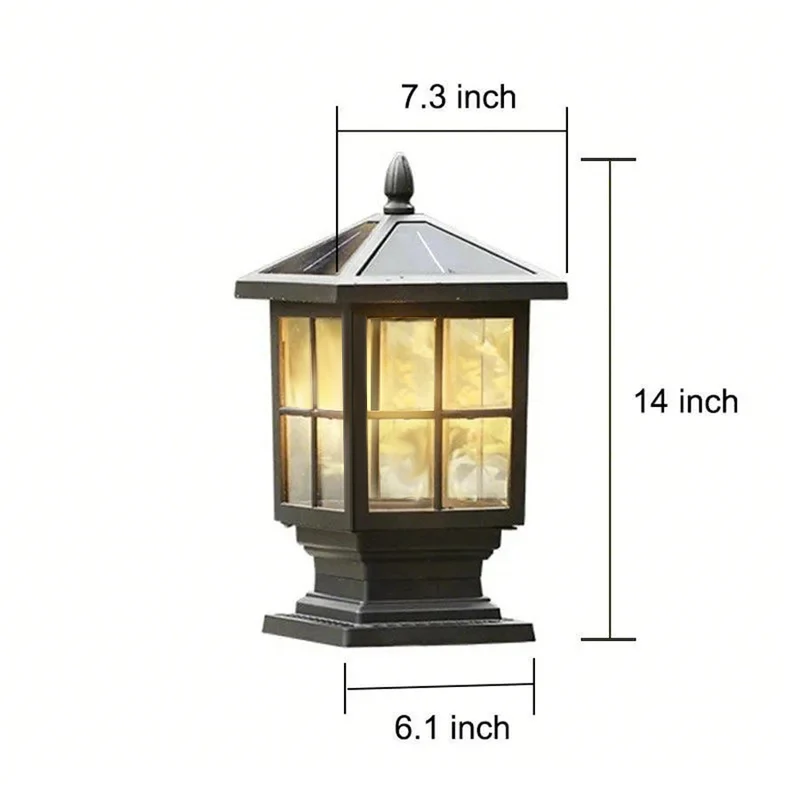 Elegant Solcelledrevet Udendørslampe i Sort Metal til Haven