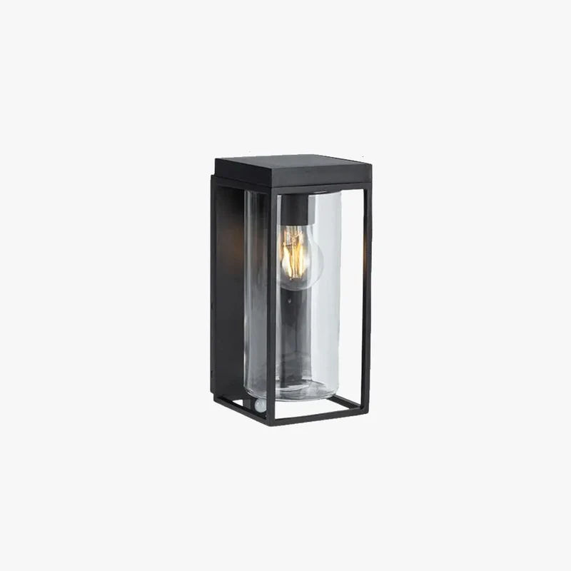 Elegant Udendørslampe i Sort Metal med Glas og Solenergi