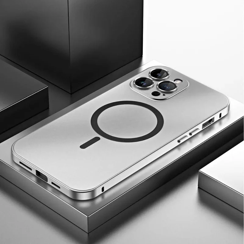 Elegant Magnetisk Metal Cover til iPhone - Slankt og Beskyttende
