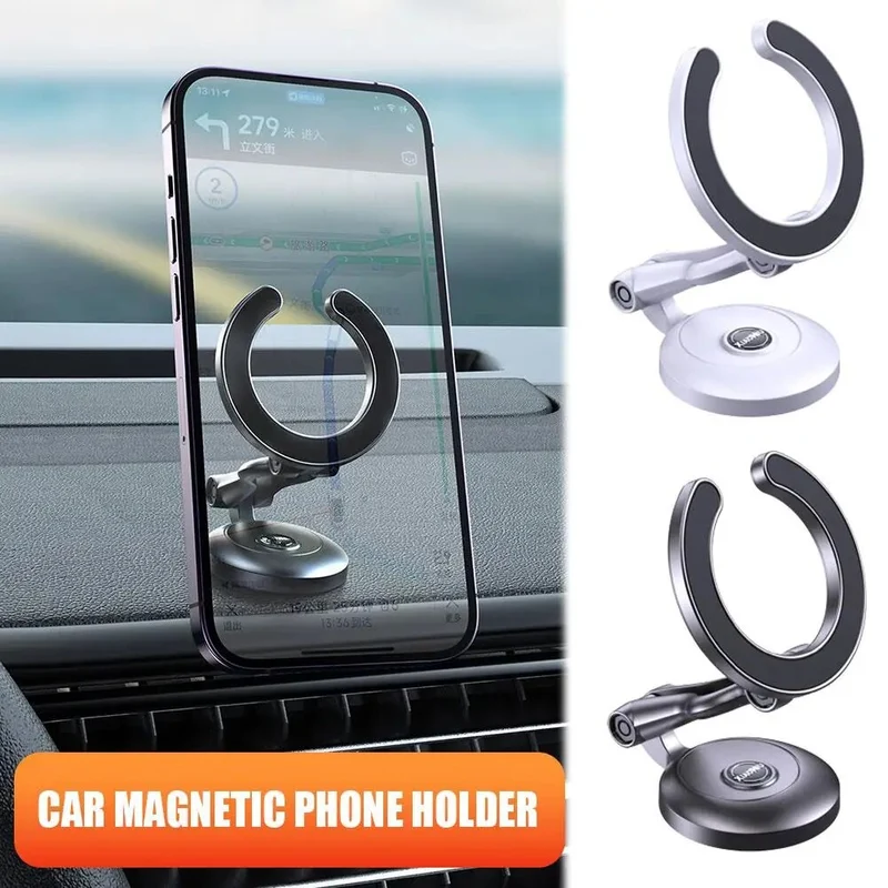 Justerbar sammenklappelig magnetisk ring telefonholder til bil