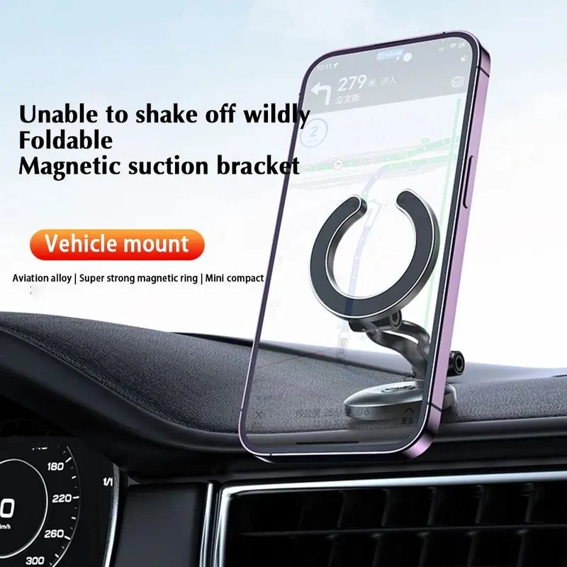 Justerbar sammenklappelig magnetisk ring telefonholder til bil