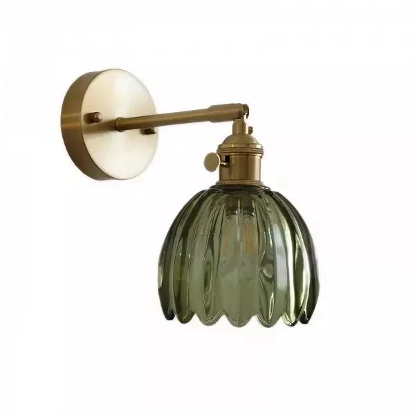 Retro glas væglampe – væglampe formet som en tulipan knop
